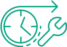 Icon Uhr und Schlüssel - Zeit als kritischer Faktor von Betrieb und Wartung für Batteriespeichern