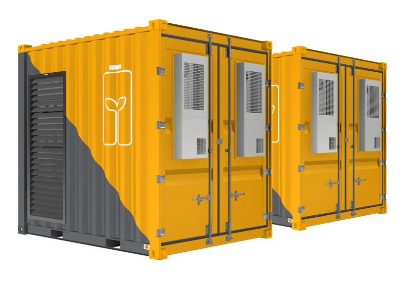 Zwei Flex400e Outdoor-Batteriespeicher nebeneinander